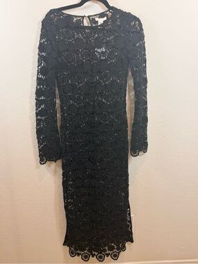 black crochet dress h&m Women's Black Crochet-look dress